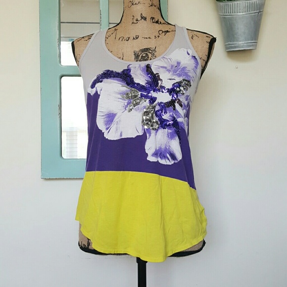 Express colorblock floral tank top - Picture 1 of 4